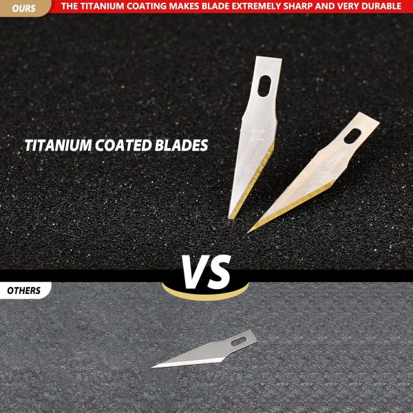 EHDIS Precision Craft Hobby Knife Blades # 11 Titanium Coated Blade Refill Hobby Art Blades Cutting Tool with Storage Case for Craft, Hobby, Scrapbooking, Stencil-20 Pack (Pack of 20) precision and accuracy
