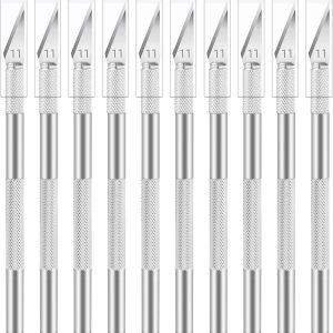 10 Pack Hobby Knife Set, Stainless Steel Craft Knife Kit for Pumpkin Carving, DIY, Art, Cutting, Stencil knife out 3