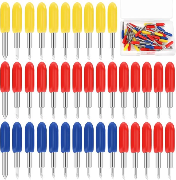 40 PCS Replacement Blades for Cricut Explore Air 2, Luxiv 3rd Party Accessory Replacement Cutting Blades, 20P 45° Blade for Cricut, 10P 30°Replacement Blade for Cricut, 10P 60° Deep Blades pcstory