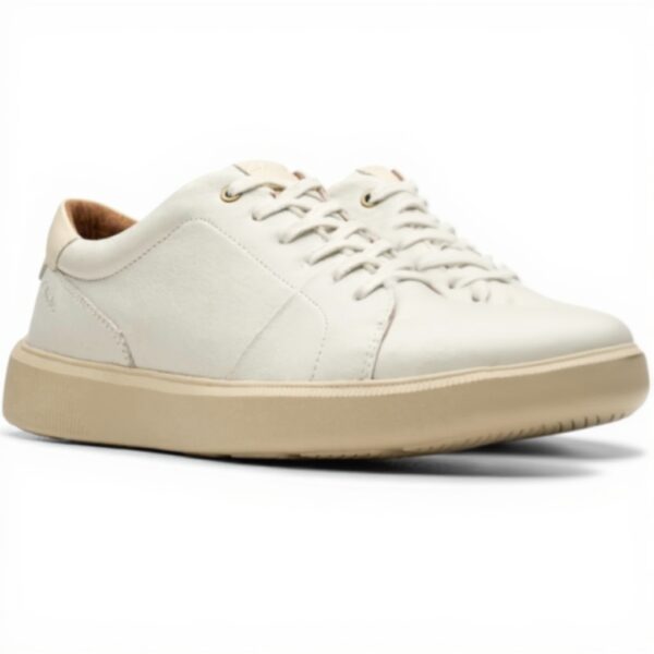 Clarks Brodin Lace Basket Homme Cuir Blanc Confortable