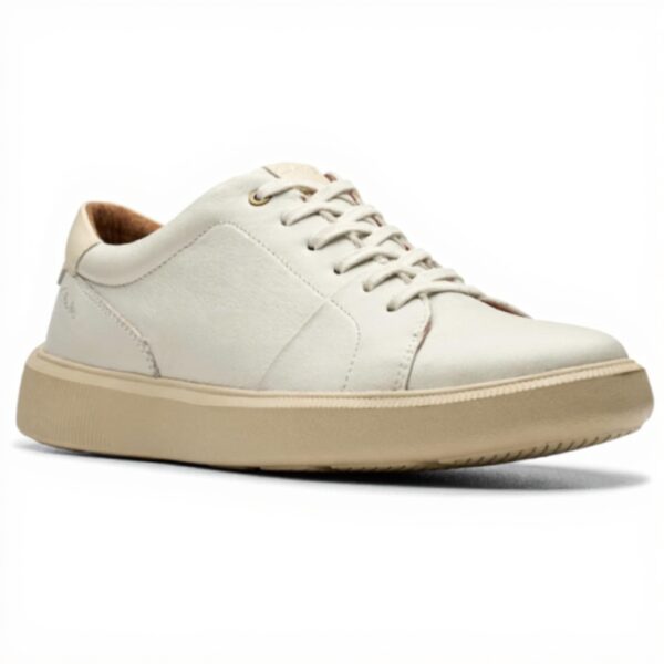 Clarks Brodin Lace Basket Homme Cuir Blanc Confortable