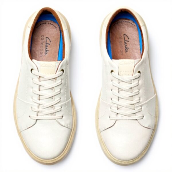 Clarks Brodin Lace Basket Homme Cuir Blanc Confortable