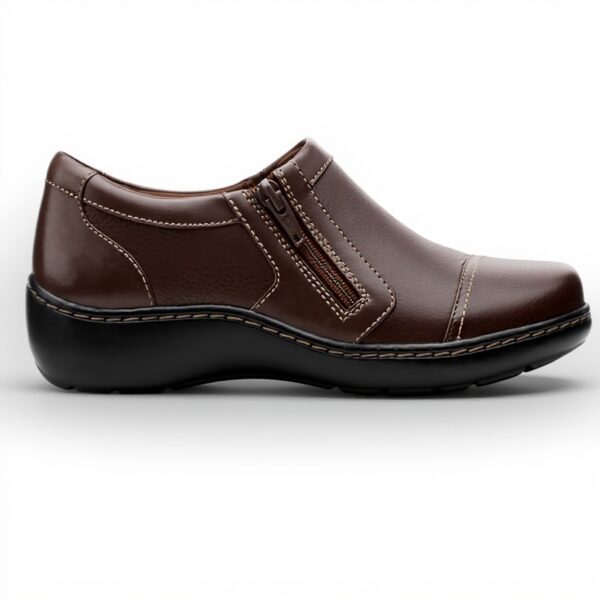 Clarks Cora Giny Mocassin Femme Cuir Confortable Noir Marron