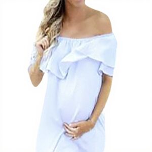 Robe de maternité BOTCAM été sexy sans épaules polyester