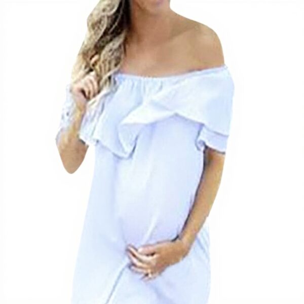 Robe de maternité BOTCAM été sexy sans épaules polyester