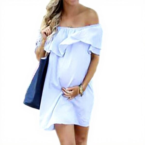 Robe de maternité BOTCAM été sexy sans épaules polyester