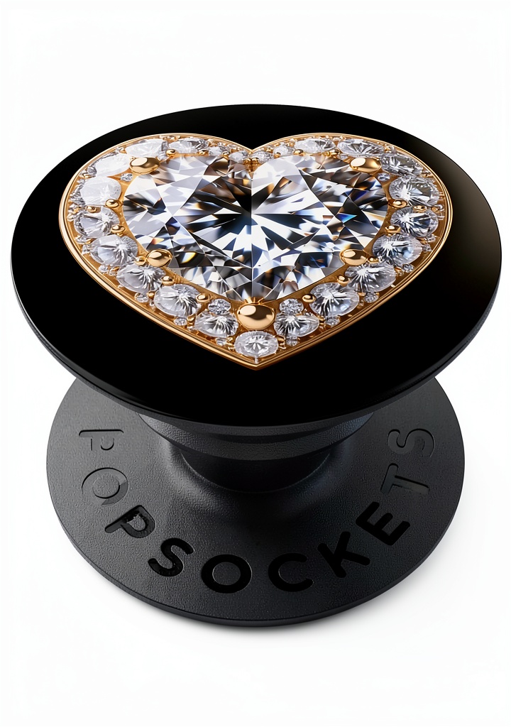 PopGrip Heart of Radiance sur un téléphone avec diamant scintillant