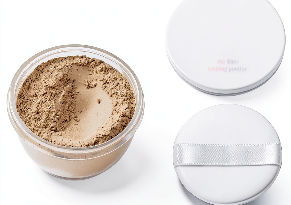 Application de la poudre matifiante Allbesta sur le visage