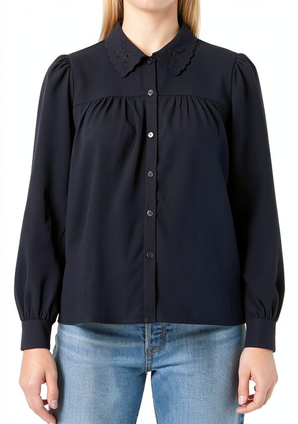 Chemise Naf Naf Femme Sans Doublure Ecru Bleu Marine-0