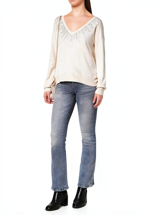 Pull Femme Naf Sans Doublure Gris Anthracite Beige Chine-1