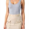Jupe femme Naf Naf casual sans doublure Beige Safari-0