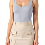 Jupe femme Naf Naf casual sans doublure Beige Safari-0
