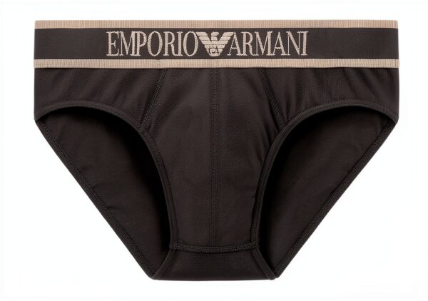 Emporio Armani Slip Homme Coton Extensible Marron Taille L-3