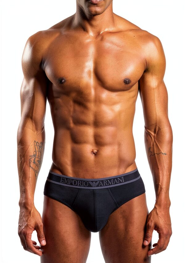 Emporio Armani Slip Homme Coton Extensible Marron Taille L-1