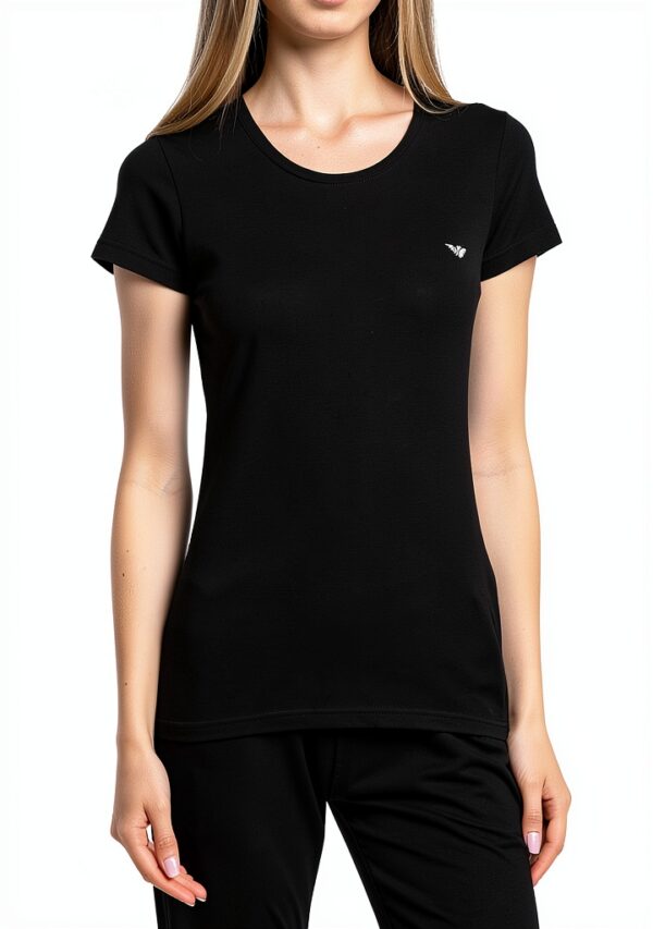 T-shirt col rond femme Giorgio microfibre noir taille M – modèle CC318-2