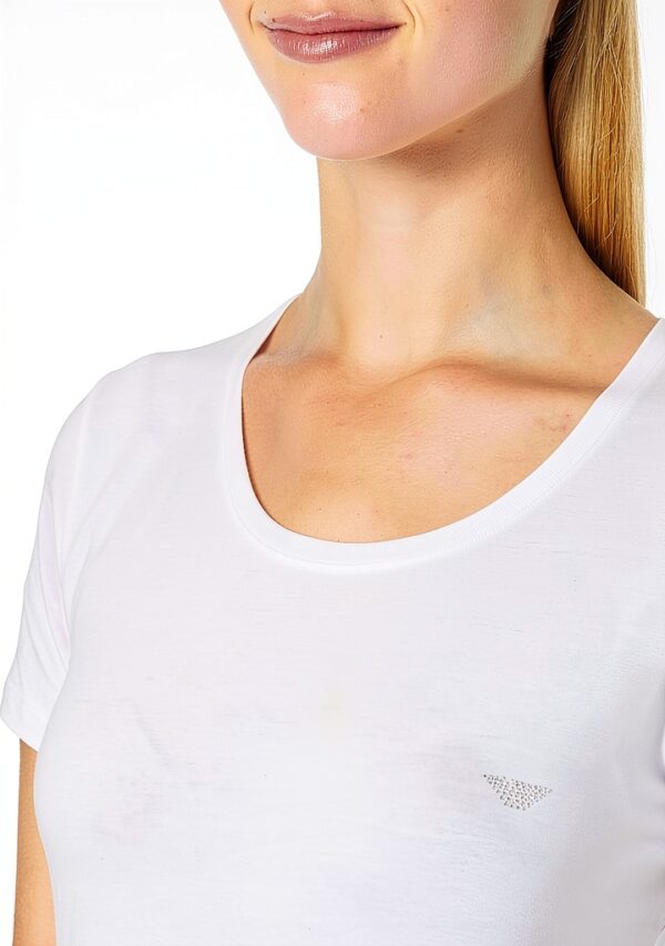 T-shirt femme Giorgio col rond microfibre noir et blanc, coupe ajustée-2