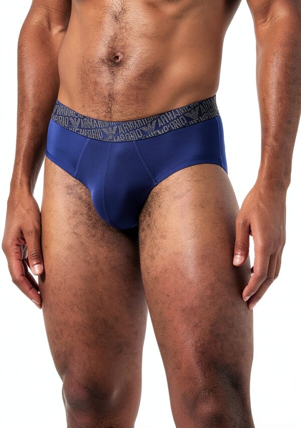 Emporio Armani Slip Homme Inchiostro Bleu Taille Basse Stretch-0