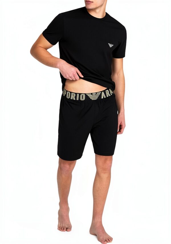 Emporio Armani Pyjama Homme Noir Taille S à XL Confort Décontracté-6