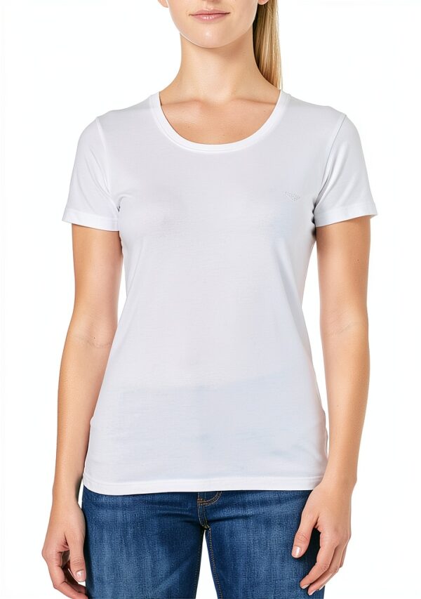 T-shirt femme Giorgio col rond microfibre noir et blanc, coupe ajustée-0