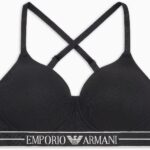 Soutien-gorge rembourré Emporio Armani Triangle Femme Blanc Noir-0