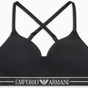 Soutien-gorge rembourré Emporio Armani Triangle Femme Blanc Noir-0
