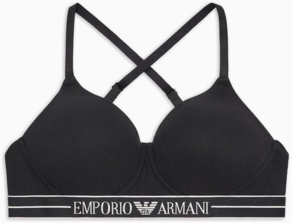 Soutien-gorge rembourré Emporio Armani Triangle Femme Blanc Noir-0