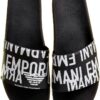Emporio Armani Swimwear Slipper Sandale Homme Métal Glacé Noir-5