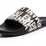 Emporio Armani Swimwear Slipper Sandale Homme Métal Glacé Noir-0