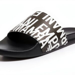 Emporio Armani Swimwear Slipper Sandale Homme Métal Glacé Noir-0
