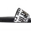 Emporio Armani Sandale Slide Homme Métal Brillant 43 EU Silver Black-0
