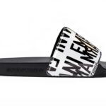 Emporio Armani Sandale Slide Homme Métal Brillant 43 EU Silver Black-0