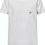 Emporio Armani T-Shirt Homme col rond brillant logo blanc S M L XL-0
