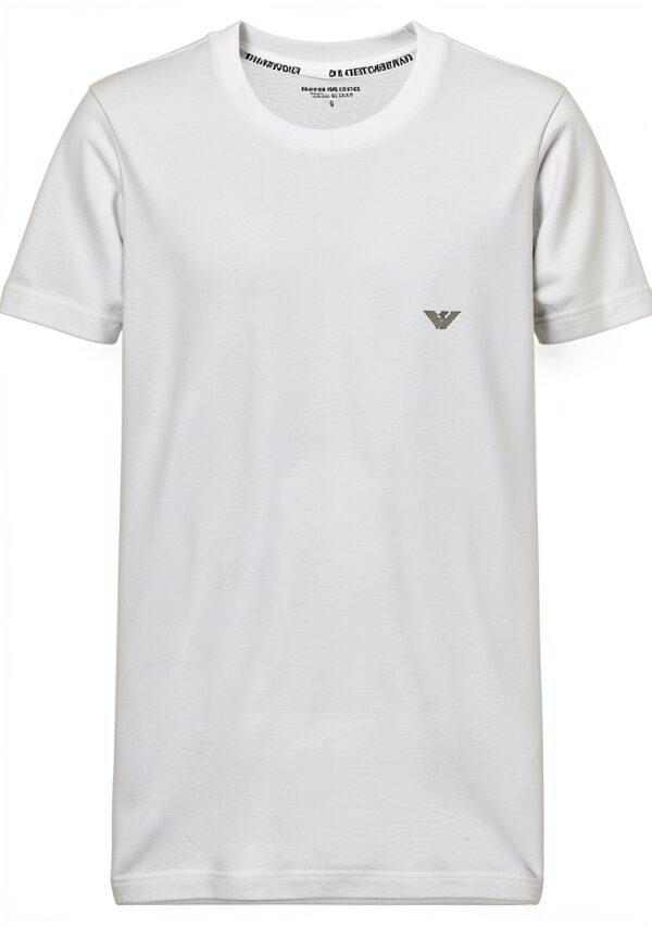 Emporio Armani T-Shirt Homme col rond brillant logo blanc S M L XL-0