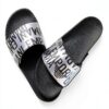 Emporio Armani Sandale Slide Homme Métal Brillant 43 EU Silver Black-3