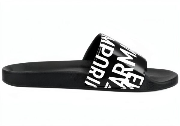 Emporio Armani Swimwear Slipper Sandale Homme Métal Glacé Noir-4