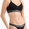 Soutien-gorge rembourré Emporio Armani Triangle Femme Blanc Noir-1