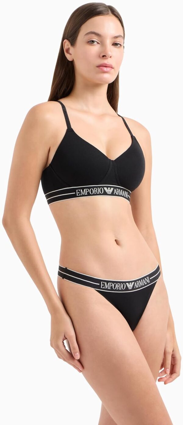 Soutien-gorge rembourré Emporio Armani Triangle Femme Blanc Noir-1