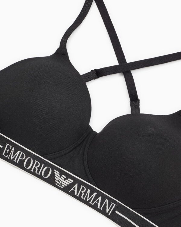 Soutien-gorge rembourré Emporio Armani Triangle Femme Blanc Noir-2