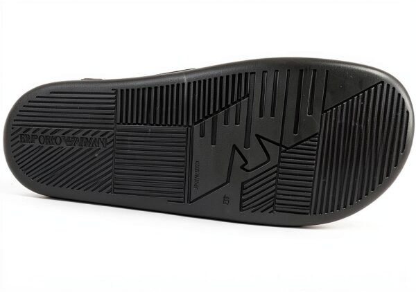 Emporio Armani Swimwear Slipper Sandale Homme Métal Glacé Noir-3