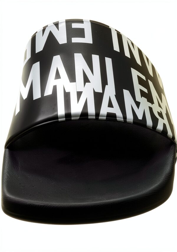 Emporio Armani Swimwear Slipper Sandale Homme Métal Glacé Noir-1