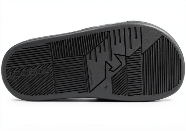 Emporio Armani Sandale Slide Homme Métal Brillant 43 EU Silver Black-2