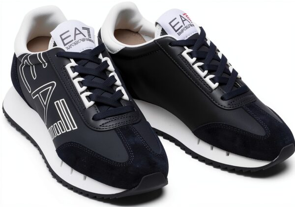 Baskets EA7 Homme Blancs 44 EU Daim et Textile Premium-1