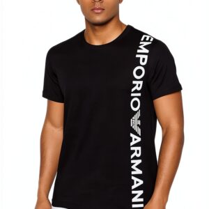 Emporio Armani T-Shirt col rond Homme Logoband Noir & Vert Thyme S-XL-0