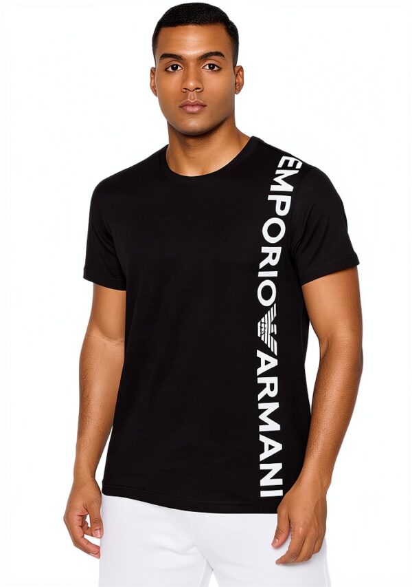 Emporio Armani T-Shirt col rond Homme Logoband Noir & Vert Thyme S-XL-0