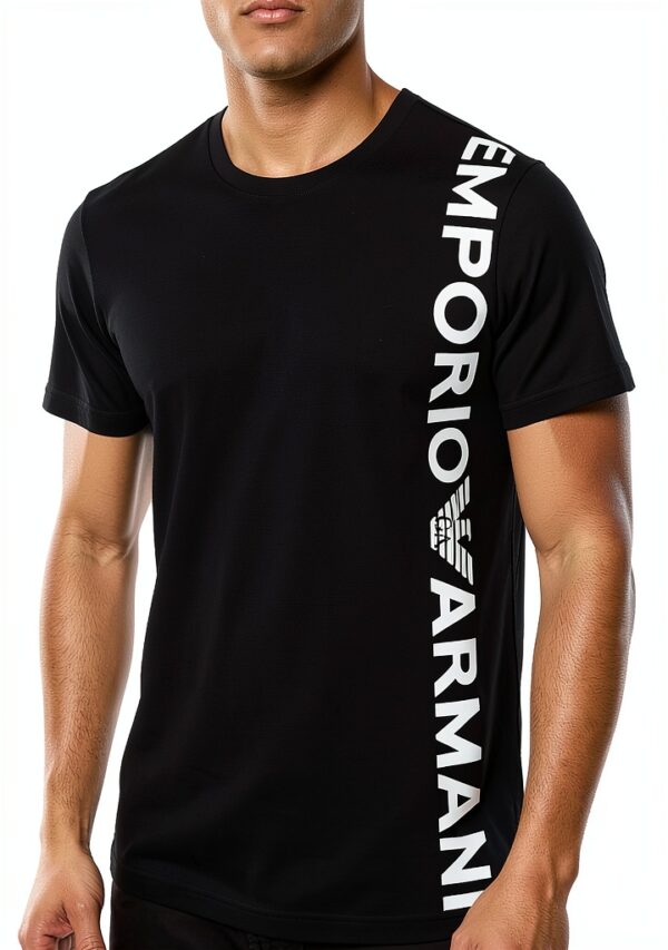 Emporio Armani T-Shirt col rond Homme Logoband Noir & Vert Thyme S-XL-1