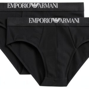 Emporio Armani Man's Soft Touch Lot de 2 Slips en Viscose de Bambou, Noir, Taille M-0