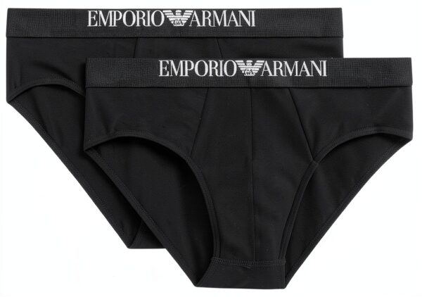 Emporio Armani Man's Soft Touch Lot de 2 Slips en Viscose de Bambou, Noir, Taille M-0
