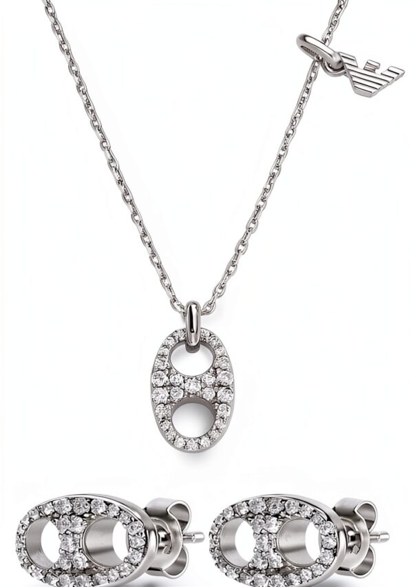 Collier Boucles d’Oreilles Argentés Emporio Armani – Set argent-0