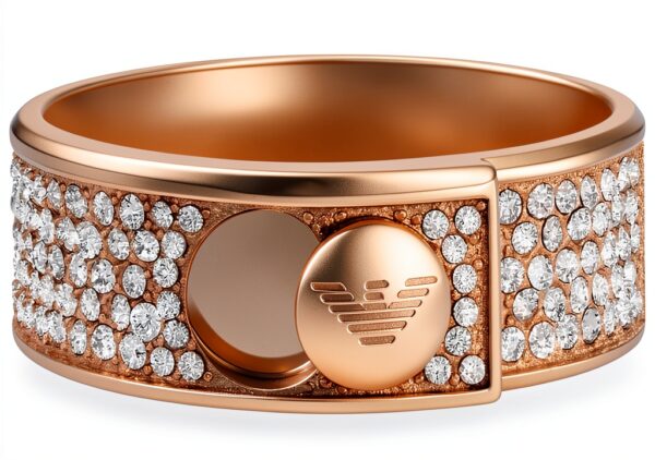 Bague Emporio Armani acier inoxydable doré rose taille 5,5 EGS3092221-1