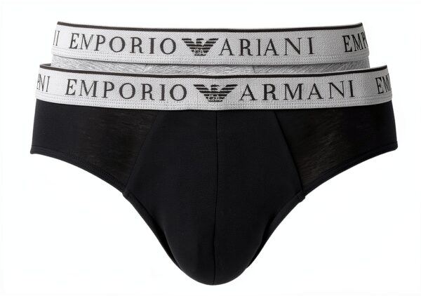 Emporio Armani Slips Endurance Homme Noir Taille M - Lot de 2-0